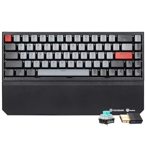 Hexgears X1 Pro Wireless Mechanica Keyboard, Tri-Mode Bluetooth/2.4G/USB-C, Hot-Swappable Clicky Switch Gaming Keyboard, Mini Compact White Backlit Keyboards with Wrist Rest - Dark