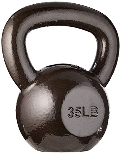 Amazon Basics Cast Iron Kettlebell for Strength Training, Wide Handle with Comfortable Grip, 35 Pounds, Black