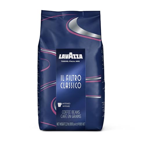 Lavazza Il Filtro Classico Dark Roast Whole Bean Coffee 2.2LB Bag ,Authentic Italian, Blended and roasted in Italy, Dark Chocolate and hazelnut aromatic notes