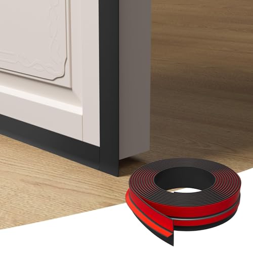 Elvone T-Shaped Door Draft Stopper, 1.97 in x 40 Ft Silicone Seal Strip for Windows Gaps, Weather Stripping Seal Strip Shower Sweep, Black