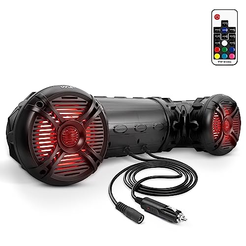 Pyle Marine ATV Powered Speakers - 4.0 Wireless Bluetooth, 1000Watt, Color Changing LED Lights, IP44 Waterproof, 8“ Dual Audio Sound System for UTV, Golf Carts, Jetski and Snowmobile - PLATV85BT.5