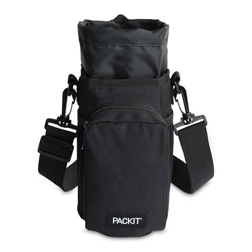 PackIt Freezable Hydration Crossbody, Black, Triple-Function Design, Removable Freezable Insert, Adjustable Removable Crossbody Strap, Elastic Cord Lock, Front Zip Pocket, Three Elastic Slip Pockets