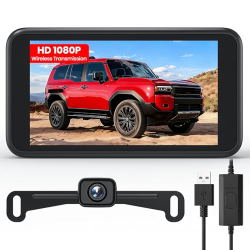 AUTO-VOX W12 Wireless Backup Camera: 5“ 1080P Dual-Channel Monitor Powered by USB Boost Cable, Easy Installation, Stable Transmission Signal, IP69K Waterproof Night Vision, for Car, SUV, Truck, Pickup