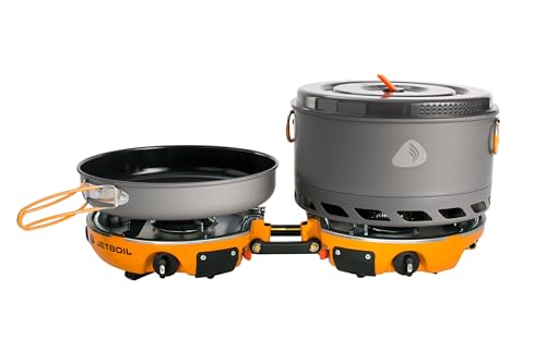 Jetboil Genesis Basecamp Camping and Overlanding Stove Cooking System with Camping Cookware Orange