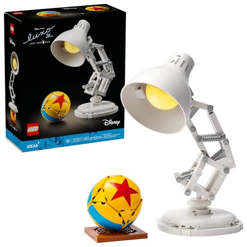 LEGO Ideas Disney Pixar Luxo Jr. - Room Decor and Building Set for Adults - Office and Desk Decor for Women and Men, Ages 18+ - Brick-Built Lamp DIY Kit - Collectible Gift Idea for Movie Fans - 21357
