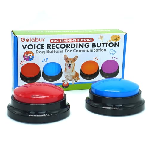 Gelabur Set of 2 Dog Buttons for Communication, Voice Recordable Buttons for Classroom, Dog Training Talking Buttons Starter Set, Pet Easy Speaking Buttons Tools