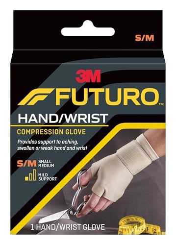 FUTURO Compression Glove, Provides Mild Support to Aching, Weak Hands and Wrists, S/M