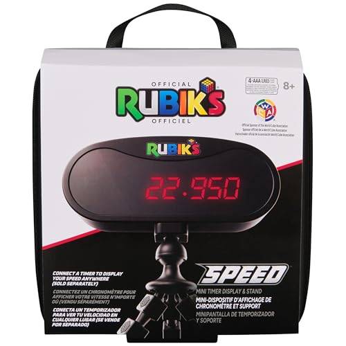 Rubik’s Cube, Mini Timer Display & Stand, Includes Case, Clear Display Device & Adjustable Stand for At-Home Speedcubing Practice, Brain Teaser Puzzle for Adults, Easter Gift, Ages 8 & Up