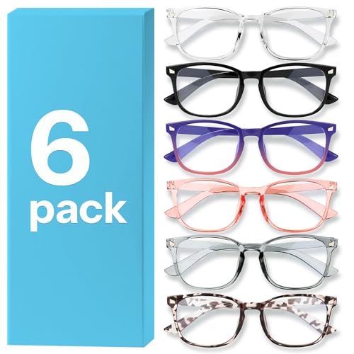 MIGSIR 6 Pack Blue Light Blocking Glasses for Women Men – Stylish Computer & Gaming Glasses, Fashion Square Frame Eyewear