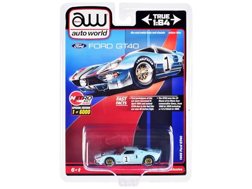 1966 Ford GT40#1 Blue Limited Edition to 6000 Pieces Worldwide 1/64 Diecast Model Car by Auto World CP7921