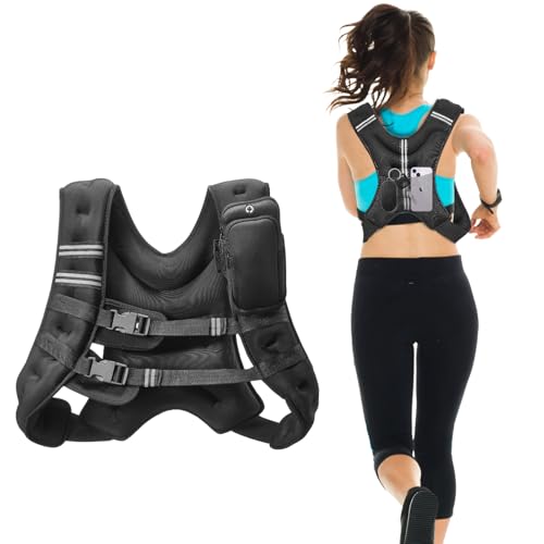 VEVOR Weighted Vest, 20 lbs Weight Vest with Reflective Stripe, Adjustable Buckle Body Weight Vest for Men Women, Workout Equipment for Strength Training, Running, Jogging, Fitness, and Weight Loss