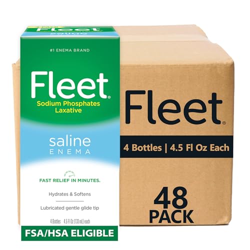 Fleet Laxative Saline Enemas for Constipation Relief for Adults, Fast and Effective, 4.5 Fl Oz Each, Pack of 48 Bottles