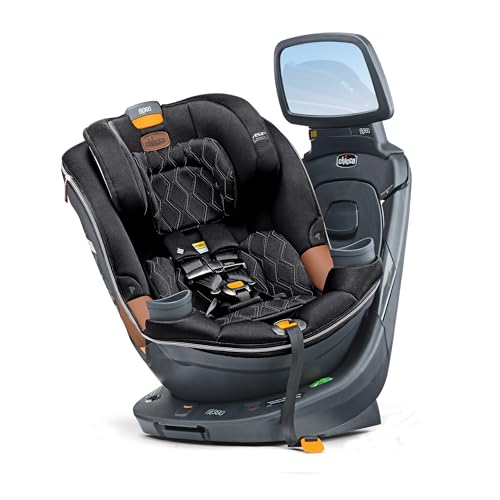 Chicco Fit360 Zip ClearTex Rotating Convertible Car Seat with Fit360 Mirror, 360 Degree Rotation for Rear-Facing and Forward-Facing Usage, Jet/Black