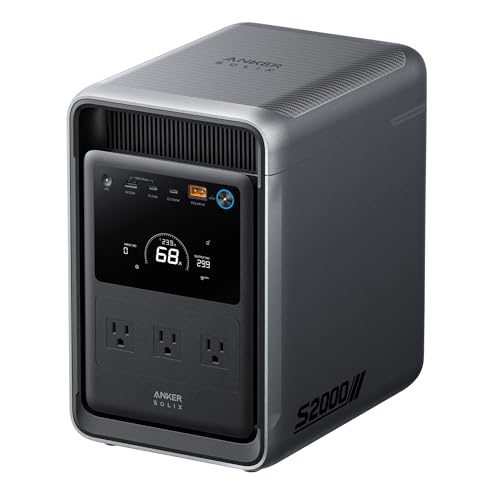 Anker SOLIX S2000 Portable Power Station, 1500W Solar Generator for Home Use, 35-Hr Fridge Backup, 2,010Wh LFP Battery for Home Backup, Emergencies, Power Outages, Camping (Solar Panel Optional)