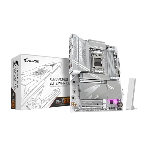 GIGABYTE X870 AORUS Elite WIFI7 ICE AMD AM5 LGA 1718 Motherboard, ATX, DDR5, 4X M.2, PCIe 5.0, USB4, WIFI7, 2.5GbE LAN, EZ-Latch, 5-Year Warranty