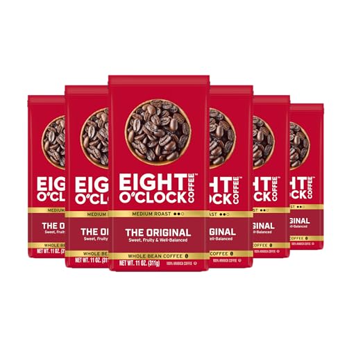 Eight O'Clock Coffee The Original, Medium Roast Whole Bean Coffee, 100% Arabica, Sweet, Fruity, Balanced, 11 Ounce (Pack of 6)