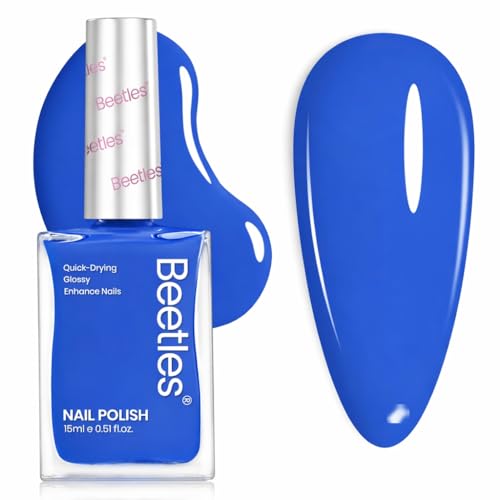 Beetles Blue Nail Polish 1Pcs 15ml Paulina Lapis Blue Color Fingernail Polish-Fast Drying & Long Lasting Nail Polish for 4th of July Nail Salon-Quality Results