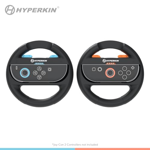 Hyperkin Joy-Ride Racing Wheel (2 Pack) for Nintendo Switch – Includes Orange & Blue Wheels, Switch Joy-Con Adapter, Ergonomic Grip, Compatible with Joy-Con and Joy-Con 2