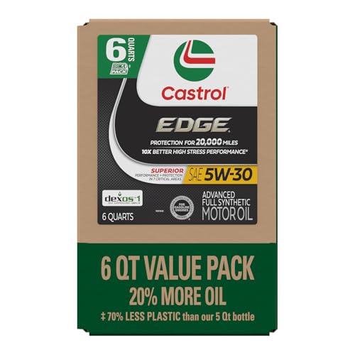 Castrol EDGE 5W-30 Advanced Full Synthetic Motor Oil, 6 Quarts EcoPack