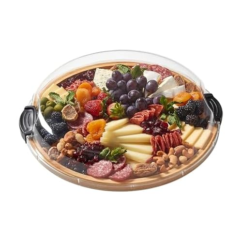 FARBERWARE Build-a-Board Cutting Board with Single Compartment and Clear Locking Lid for Charcuterie, Snacks, and More, Bamboo