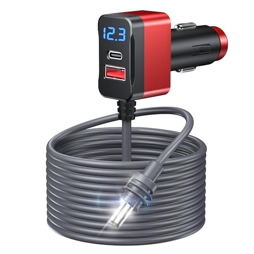 Starlink Mini Cable, 12V-24V Car Charger DC Power Cable+ Cigarette Lighter Adapter, LED Digital Display Durable Waterproof Cord 10FT/3M with USB C PD 30W and USB A Ports for Trucks and Car