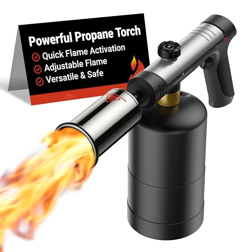 ThermoMaven Propane Torch with One-Touch Max Fire, Cooking Blow Torch Gun with a Safety Lock, Charcoal Lighter, Flame Thrower, Kitchen Food Torch Head for Grill, Sous Vide, BBQ (Tank Not Included)