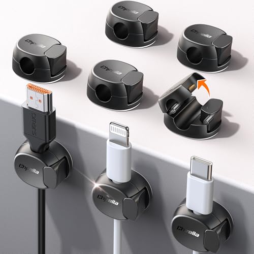Chfeila 8 Pack Cable Clips [Dual Spring & Clasp] Cable Management, Max Secure Adhesive Cord Organizer, Cord Holder for Nightstand, School Office, College Dorm Essentials, Desk Accessories & Decor