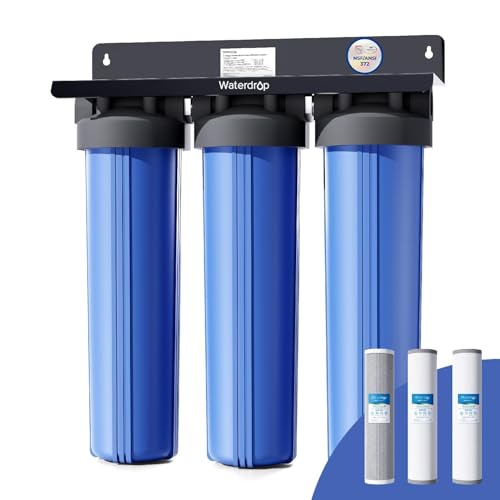 Waterdrop WHF3T-FG 3-Stage Whole House Water Filter System, Reduces Iron & Manganese, Lead, Chlorine, Odor, 7-Stage Filtration, with Carbon Filter & Sediment Filter, 5 Micron, 1" Inlet/Outlet
