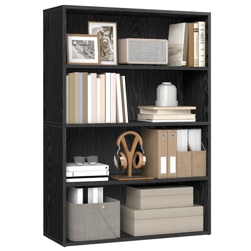 VASAGLE CUSTOS Collection - Bookshelf, 4-Tier Bookcase, Book Shelf, Open Storage Shelf, 9.4 x 31.5 x 42.5 Inches, for Living Room, Home Office, Dining Room, Ebony Black ULBC174B01