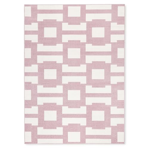 Tommy Bahama Isla Coastal Geo Indoor Outdoor Area Rug, Geometric Modern Design, UV Fade Resistant, Purple/Ivory, 7'10"x10'2"