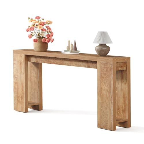 LITTLE TREE 70.9-Inch Long Console Table, Narrow Sofa Table Behind the Couch, Farmhouse Console Table for Living Room, Entryway, Hallway