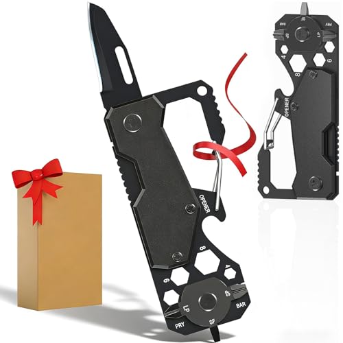 Cool Men Gift Ideas for Him - Fathers Day Dad Gifts Multitool Pocket Knife, Unique Birthday Gift for Adult Mens Husband Brother Boyfriend, Keychain Small EDC Folding Knives with Clip Hand Tool Gadget