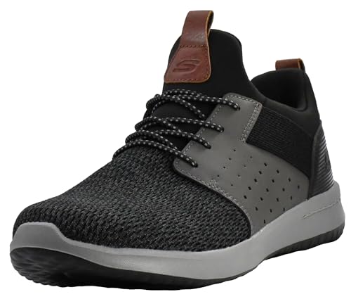 Skechers Men's Classic Fit Delson Camben Sneaker, Black/Grey, 14 US