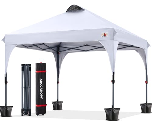ABCCANOPY Outdoor Pop up Canopy Tent, 10x10 Instant Portable Canopy for Camping, Beach, Backyard, White