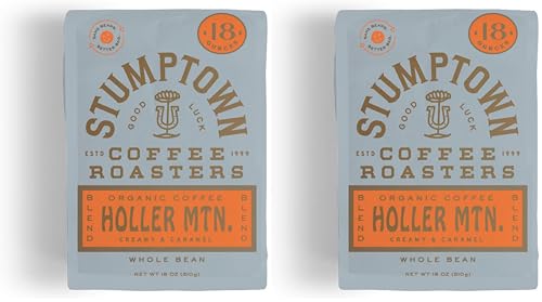 Stumptown Coffee Roasters, Medium Roast Organic Whole Bean Coffee - Holler Mountain 18 Ounce Bag with Flavor Notes of Citrus Zest, Caramel and Hazelnut (Pack of 2)