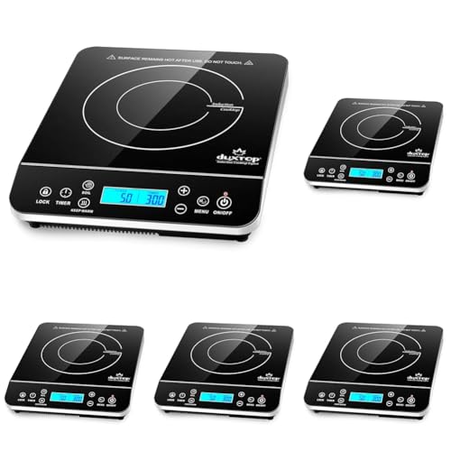 Duxtop Portable Induction Cooktop Burner,Induction Hot Plate with LCD Sensor Touch 1800 Watts,Silver 9600LS/BT-200DZ,(Pack of 5)