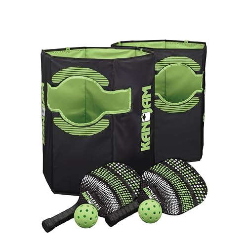 Kan Jam Pack 'N Go Pickleball Set - Black & Green, 4-Player - Easy Setup & Portable for Outdoor Play - Built-in Scoring - Ideal Sports and Outdoors Gift Set