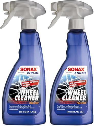 SONAX Wheel Cleaner Full Effect (230200) | Non-Acid Rim Cleaner | Color Changing Wheel-Cleaner-| Brake Dust-Cleaner-| Non-Acid Iron Remover-| (500 ml or 16.9 fl. oz.),(Pack of 2)