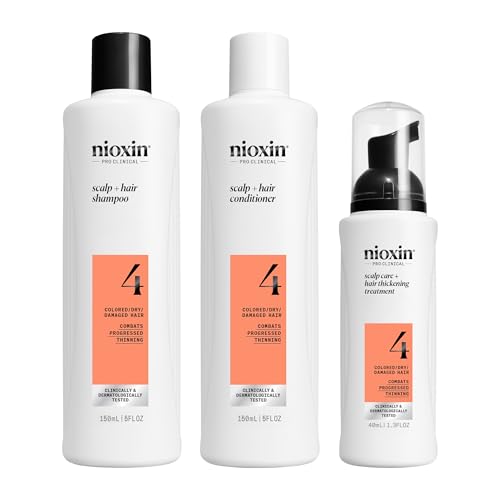 Nioxin Scalp + Hair Thickening System 4 | For Colored or Damaged Hair with Progressed Thinning| With Niacinamide and Biotin | Trial Size | 1 Month Supply