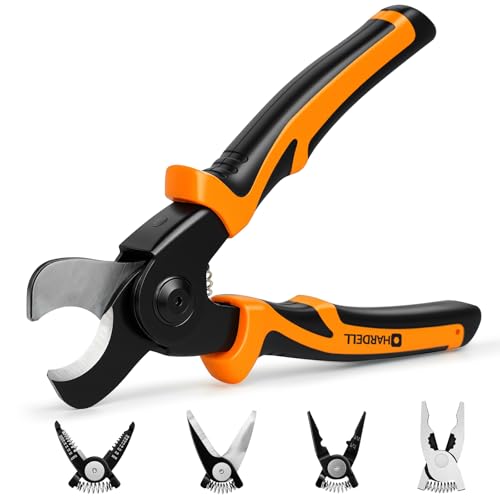 HARDELL Wire Stripper, Wire Crimper for 10-22 AWG, 5-in-1 Instant Head Change with Secure Grip, Carbon Steel Construction, Comfort Grip Handle with Storage Case for Electricians & DIY
