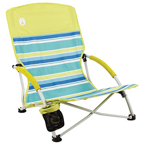 Coleman Utopia Breeze Lightweight Beach Chair with Cup Holder, Comfortable Portable Outdoor Chair with Carry Bag, Supports up to 300lbs, Great for Beach & Yard