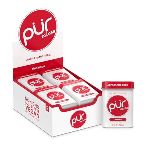 PUR Mints | Aspartame-Free | Made with Xylitol | Sugar-Free, Vegan, Gluten-Free & Keto Friendly | Natural Cinnamon Flavor, 30 Pieces (Pack of 12)