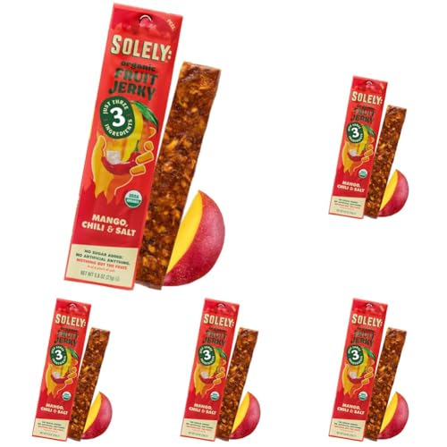 SOLELY - Organic Spicy Mango Chili and Salt Fruit Jerky - 1 Individually Wrapped Fruit Strip - Fruit Leather Made from Dried Fruit - Healthy Snacks for Adults & Kids - Vegan, Non GMO - 0.8oz (23g)