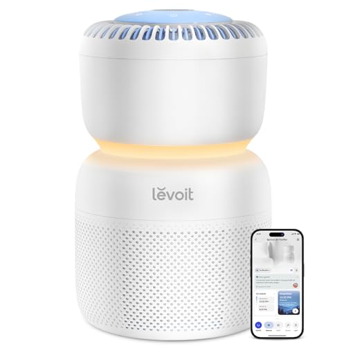 LEVOIT Air Purifier for Home Bedroom with HEPA Filter, White Noise Sound Machine and Blue Light-Free Night Light Support Better Sleep, AHAM VERIFIDE, 5 Air Quality Monitor, Smart WiFi, Sprout
