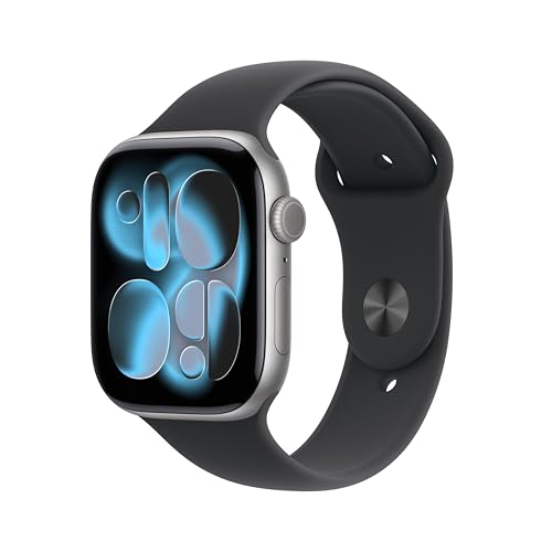 Apple Watch Series 11 [GPS + Cellular 46mm] Smartwatch with Space Gray Aluminum Case with Black Sport Band - M/L. Sleep Score, Fitness Tracker, Health Monitoring, Always-On Display, Water Resistant