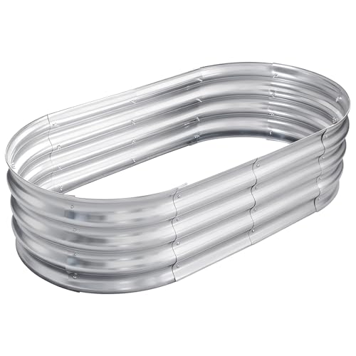 TATAANTY Galvanized Raised Garden Bed for Outdoor: 4X2X1ft Durable Metal Vegetable Plant Container Kit - Oval Planter Box for Gardening Flower Trough
