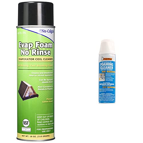 NU-Calgon 4171-75 Evap Foam No Rinse Evaporator Coil Cleaner, 18 oz. & Frost King ACF19 Foam Coil Cleaner, 19Oz, 19 Ounce