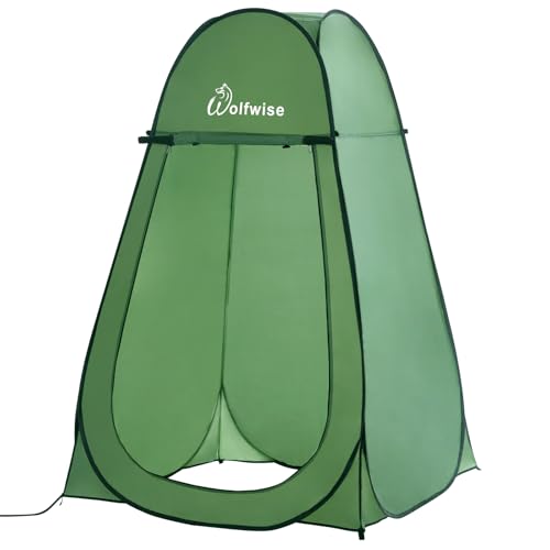 Wolfwise Pop Up Shower Tent, Portable Instant Changing Tent with Ventilation Window & Carry Bag, Privacy Bathroom Toilet for Beach, Camping & Outdoor, Width 47 ", Height 75 ", Green