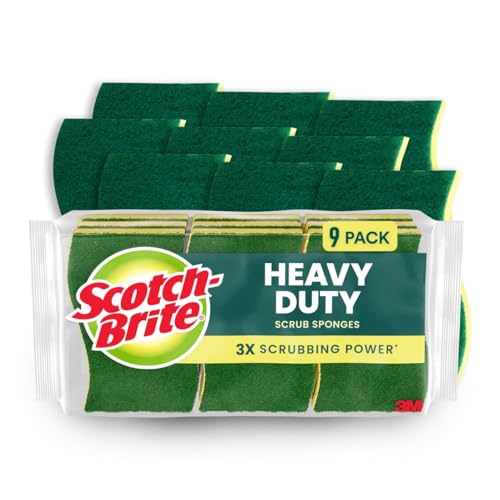 Scotch-Brite Heavy Duty Scrub Sponges, For Washing Dishes and Cleaning Kitchen, 9 Scrub Sponges