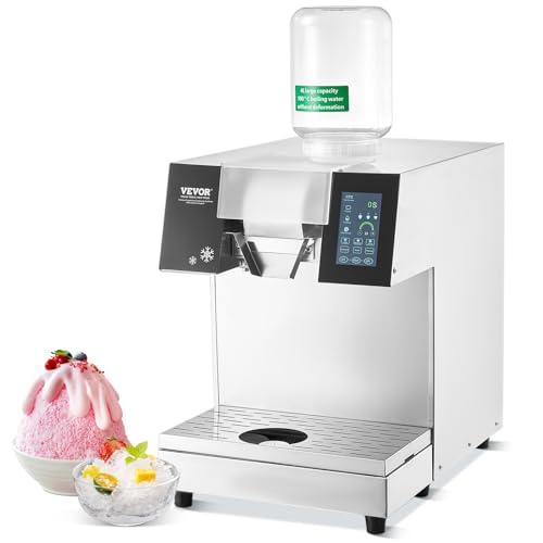 VEVOR Commercial Snowflake Ice Machine, 397LBS/24H Snowflake Ice Maker, Stainless Steel Ice Shaver Machine, Electric Snow Cone Maker, Liquid Cooling System for Rapid Heat Dissipation, Ice Cream